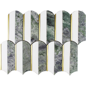Green Jade Polished WCopper Inlay - stone tile